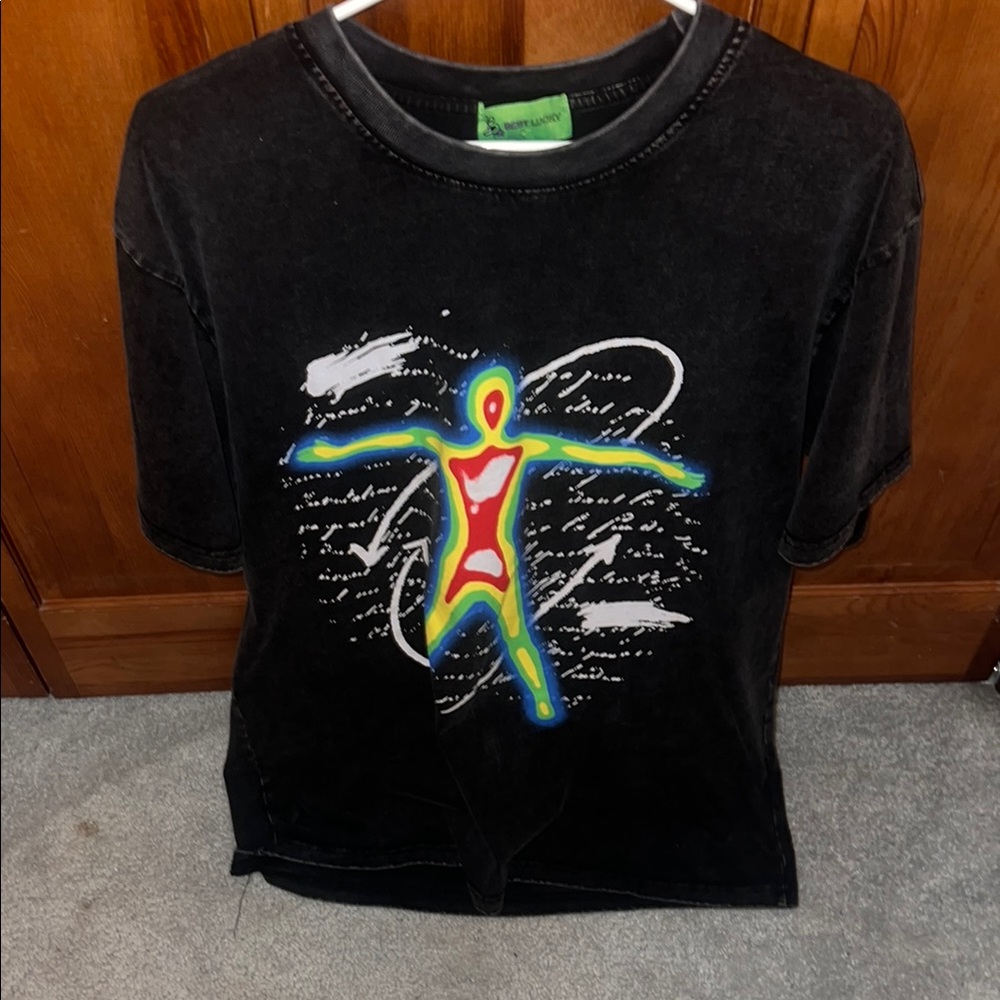 Black Short Sleeve Tee with Cosmic Graphic Design